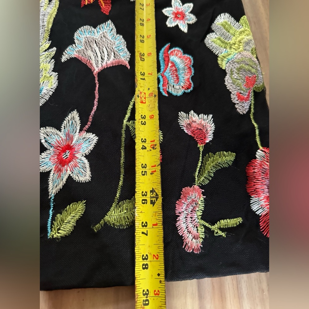 Darian Black multi colored floral embroidered dress short 12 homecoming - Picture 7 of 8